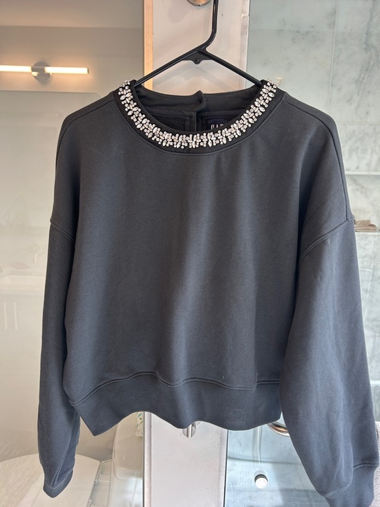 GAP Tops - GAP Black Jewel-Embellished Neck Sweatshirt